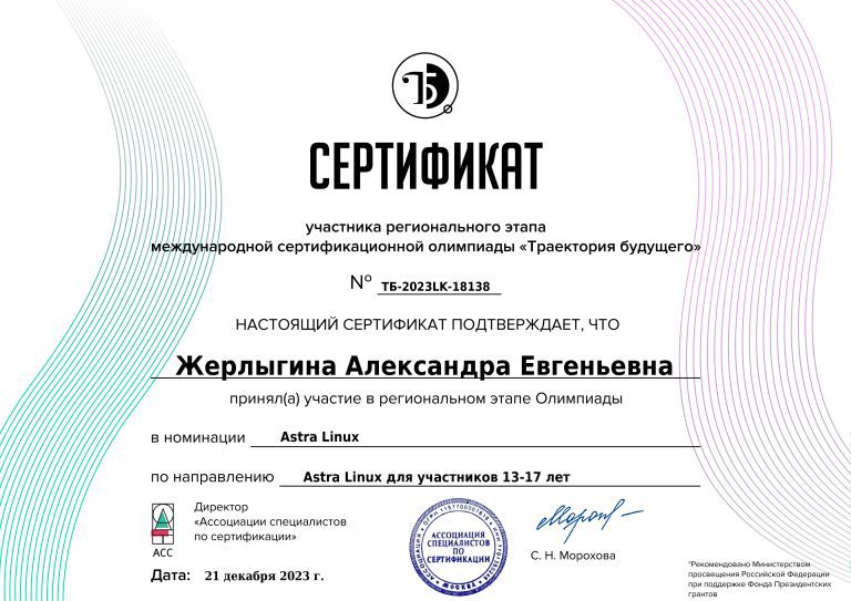 Сертификат участника Жерлыгина А.Е.